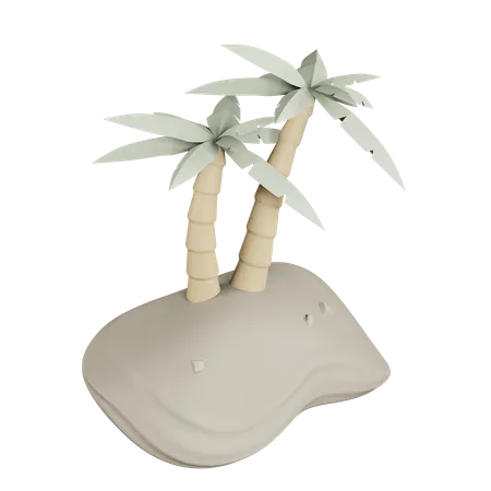 Trees On A Desert  3D Icon