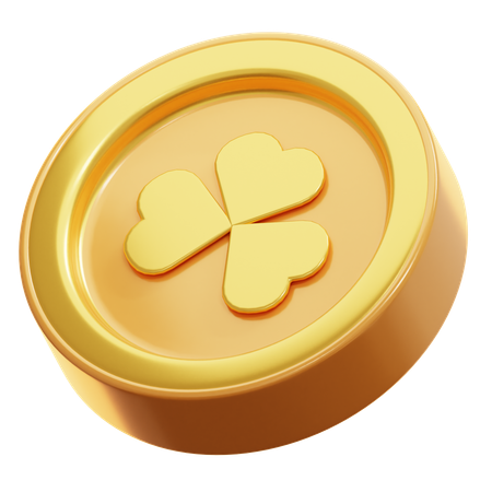 Pièce d'or trèfle  3D Icon