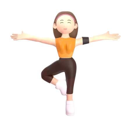 Treinador de ioga fazendo ioga  3D Illustration