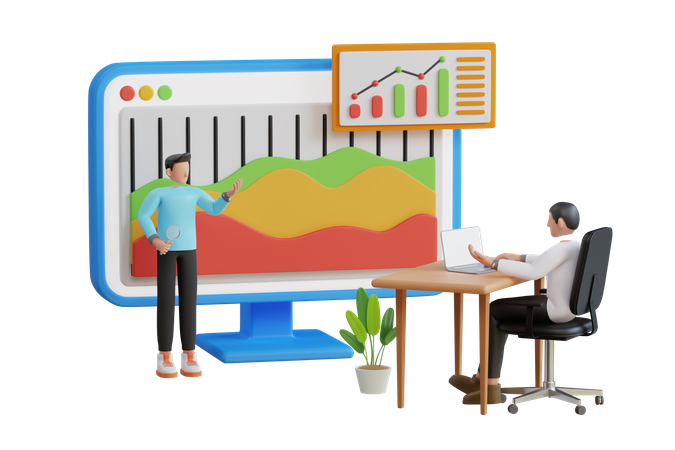 Treinador de negócios discutindo estratégia de negócios  3D Icon