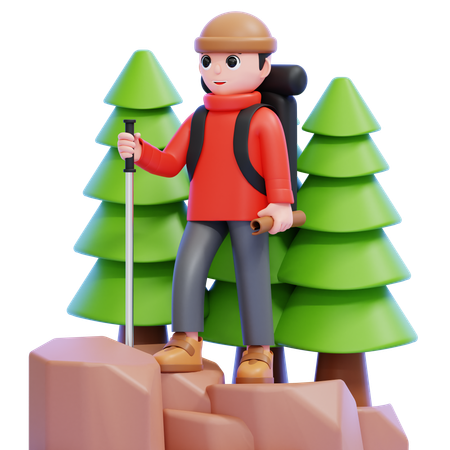 Trekking Adventurer Forest  3D Icon