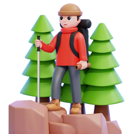 Trekking Adventurer Forest  3D Icon