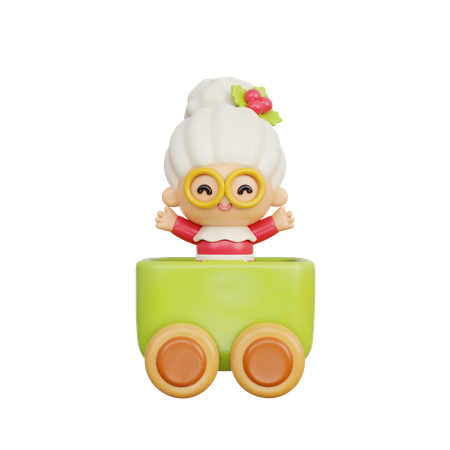 Trem de brinquedo com a avó  3D Icon