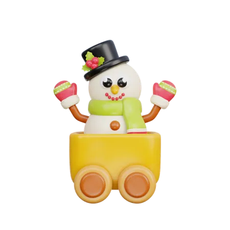 Trem de brinquedo com boneco de neve  3D Icon