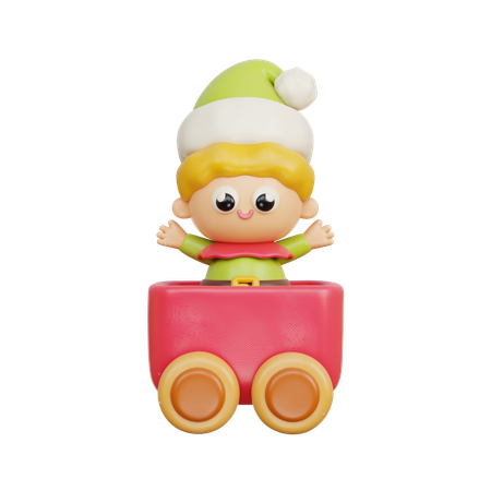 Trem de brinquedo com menino  3D Icon