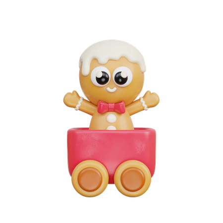 Trem de brinquedo com pão de gengibre  3D Icon