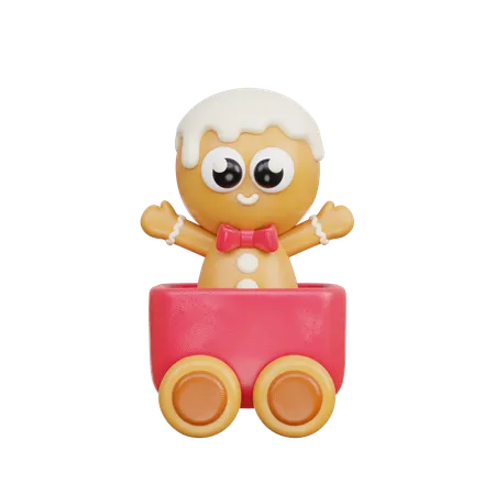 Trem de brinquedo com pão de gengibre  3D Icon