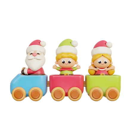 Tren de juguete con santa y niño  3D Icon