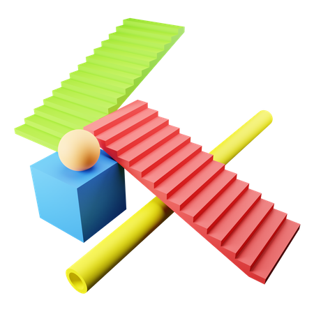 Treppe und Kugel abstrakte Form  3D Illustration