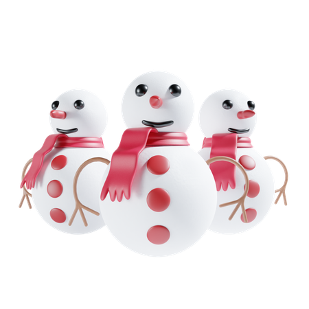 Três boneco de neve  3D Icon