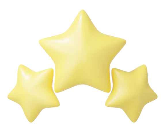 Icono De Estrella De La Suerte 3 D 3 Tres Lindas Estrellas Amarillas Lisas Brillantes Aisladas En Transparente Nuevos Logros Las Mejores Calificaciones De Los Comentarios De Los Clientes Dibujos Animados De Interfaz De Usuario Para Un Estilo Minimalista De Juego Ilustracion De Render 3 D 3D Icon