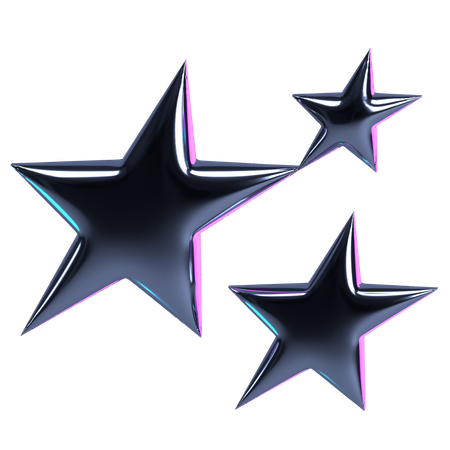 Tres estrellas cromadas  3D Icon