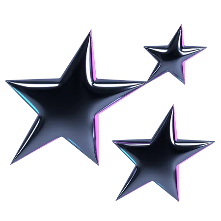 Tres estrellas cromadas  3D Icon