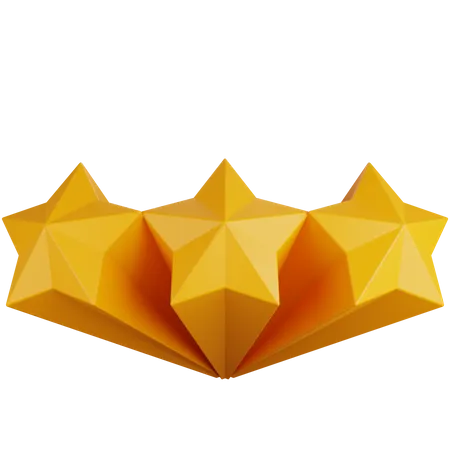 Tres estrellas largas  3D Icon