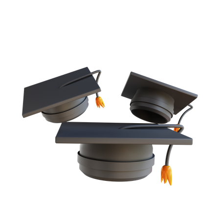 Tres sombreros de graduación  3D Illustration