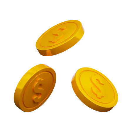 Tres monedas  3D Illustration