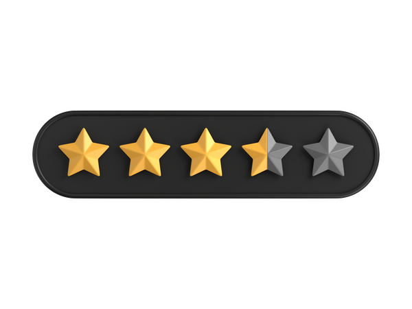 Três vírgula cinco de cinco estrelas  3D Icon