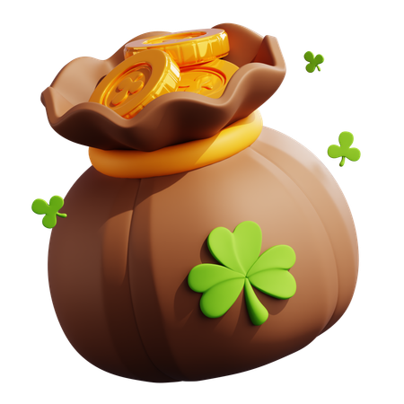 Bolsa trevo dourada  3D Icon