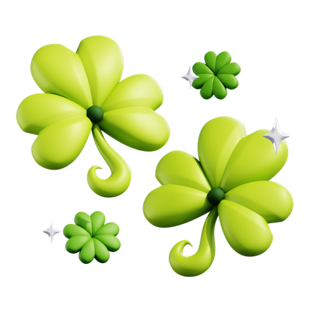 Folha de trevo com estrelas  3D Icon