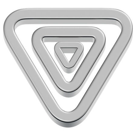 Triangle chromé superposé inversé  3D Icon