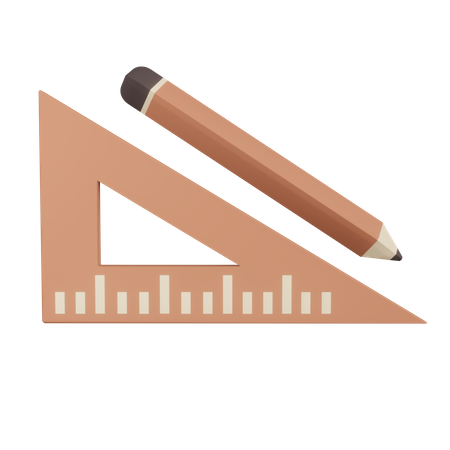 Triangle Ruler and Pencil  3D Icon