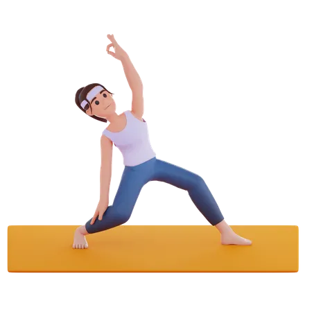 Triangle Yoga Pose  3D Illustration