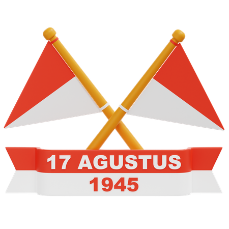 Triangular Indonesian Flag  3D Icon