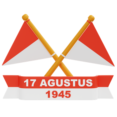 Triangular Indonesian Flag  3D Icon