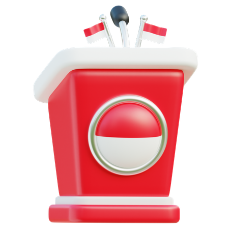 Tribuna com bandeira indonésia  3D Icon