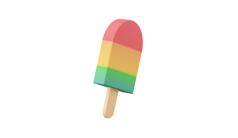 Tricolor Ice Cream Popsicle 3D Illustration