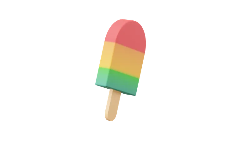 Tricolor Ice Cream Popsicle 3 D Rendering 3D Illustration