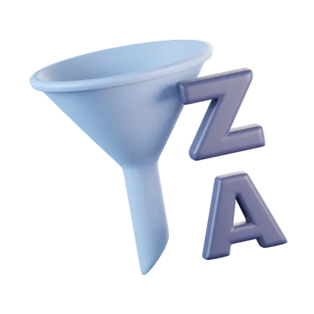 Trier l'alphabet par ordre décroissant  3D Icon