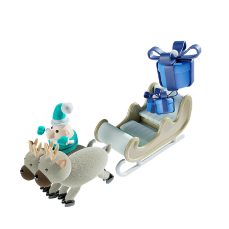 Trineo de Papá Noel  3D Illustration