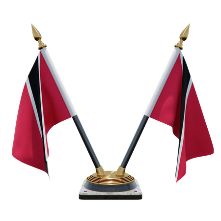 Trinidad and Tobago Double Desk Flag Stand  3D Flag