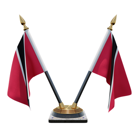 Trinidad and Tobago Double (V) Desk Flag Stand  3D Icon