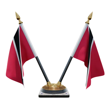 Trinidad und Tobago Doppelter (V) Tischflaggenständer  3D Icon