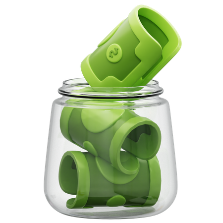 Trinkgeldglas mit Geld  3D Icon