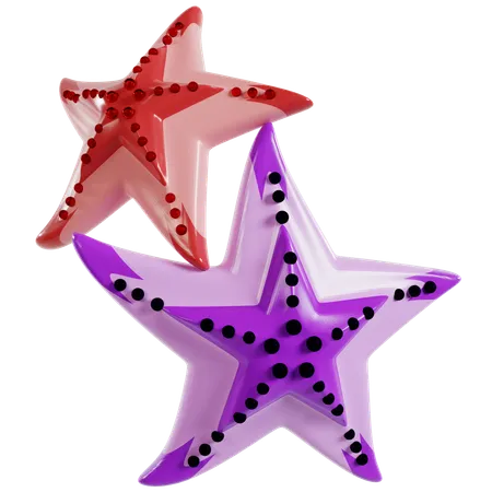 Trío de estrellas de mar de colores  3D Icon