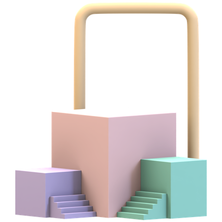 Triple Cube Podium With Double Stairs  3D Icon