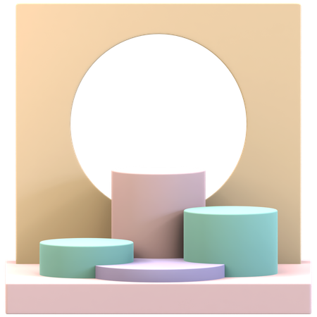 Triple Cylinder Podium With Single Hole Backdrop  3D Icon