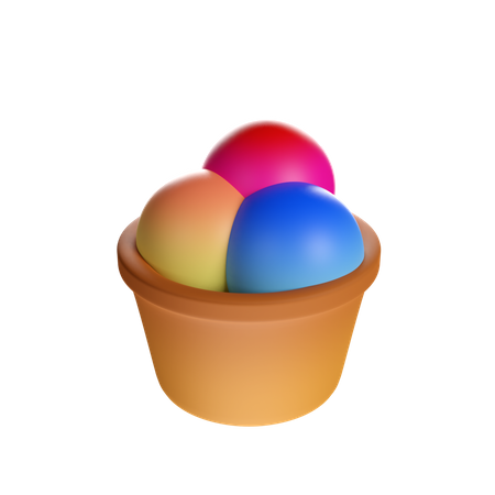 Triple Ice Cream Cup  3D Icon