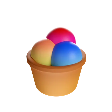 Triple Ice Cream Cone 3D Icon