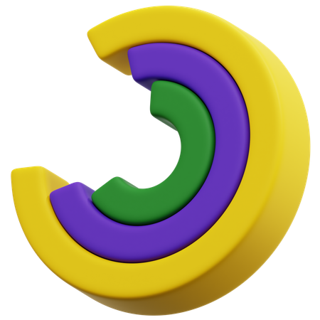 Triple Layer Circular Chart  3D Icon
