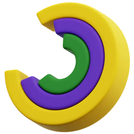 Triple Layer Circular Chart  3D Icon