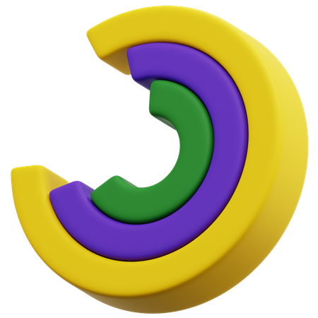 Triple Layer Circular Chart  3D Icon