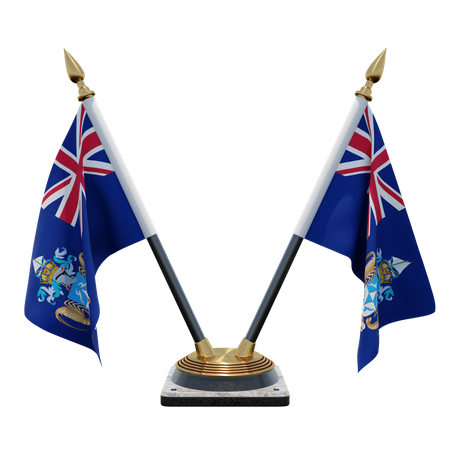 Tristan da Cunha Double (V) Desk Flag Stand  3D Icon