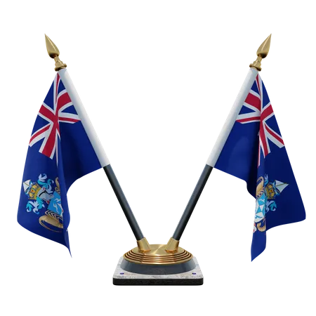 Tristan da Cunha Double (V) Desk Flag Stand  3D Icon