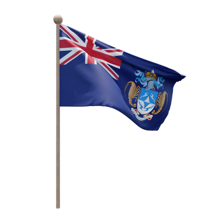 Tristan da Cunha Flag Pole  3D Flag