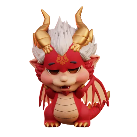 Dragón chino triste  3D Illustration