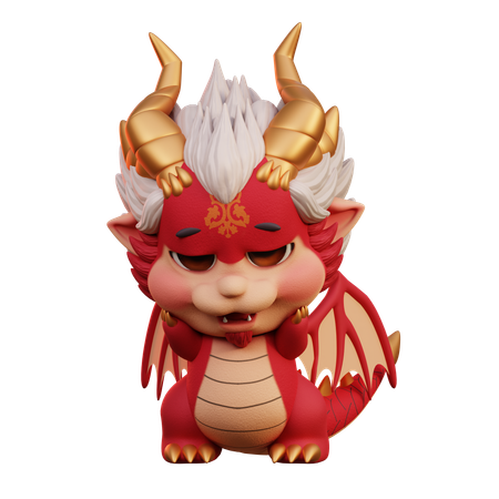 Triste dragon chinois  3D Illustration